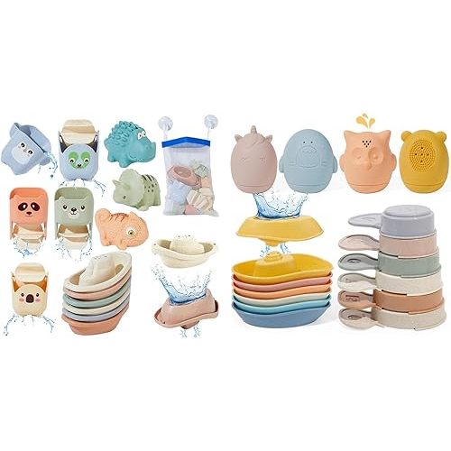 14 Pack Bath Toys & 16 Pack Baby Bath Toys for Kids Ages 1-3