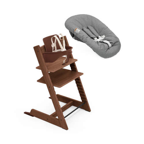 Stokke Tripp Trapp Baby / Toddler Chair in Warm Brown and Anthracite Newborn Set