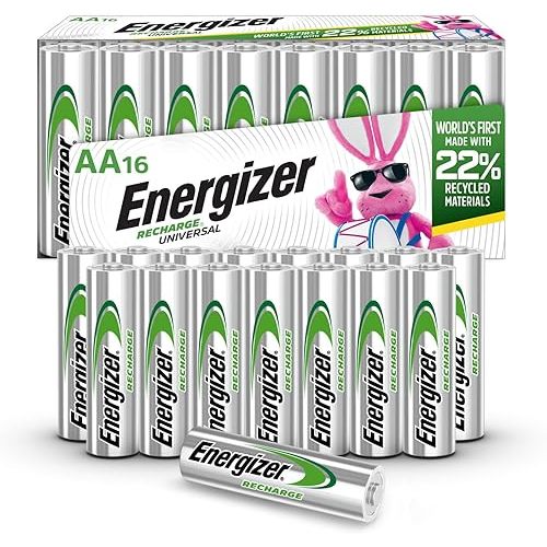 Energizer Recharge Universal Rechargeable AA Batteries (16 Pack), Double A Rechargeable Batteries