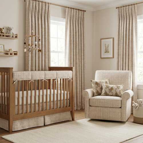 Custom Nursery Textiles Set β Curtains, Crib Skirt, Pillows & Coordinated Decor
