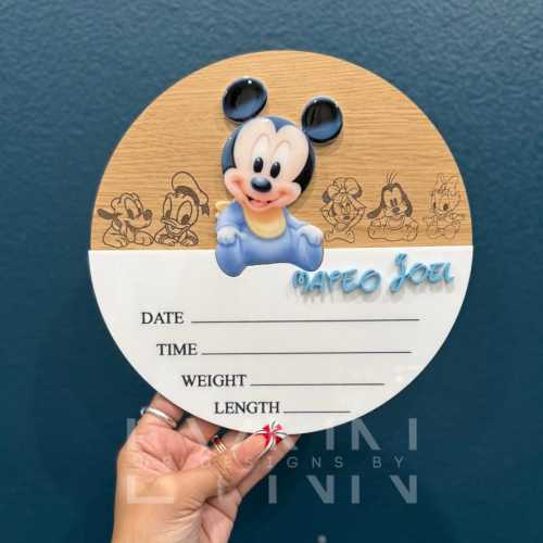 Mickey Mouse Inspired Baby Announcement with Birth Stats | Mickey Mouse Inspired Baby Sign | Birth Stat Announcement | Announcement Sign