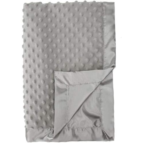 Pro Goleem Grey Baby Soft Minky Dot Blanket with Silky Satin Backing Baby Gifts for Girls and Boys (Gray, 30’’ x 40’’)