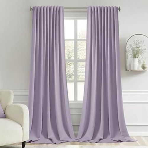 MIULEE Lilac Back Tab Blackout Curtains 52x96 Inch Long 2 Panels Set