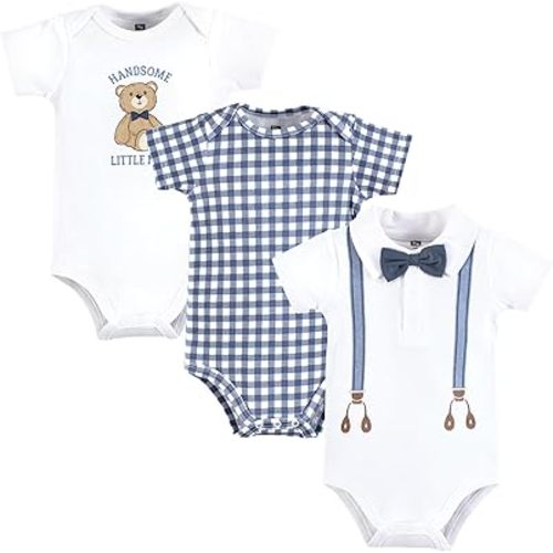Hudson Baby Infant Boy Cotton Bodysuits, Gentleman Bear Suspender, 9-12 Months