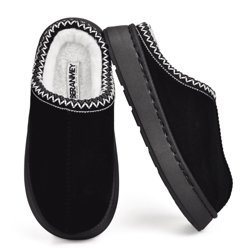 BERANMEY Cozy Platform Fuzzy Slippers for Women and Men Short Ankle Slippers with Anti-Slip Sole Lined with Warm Furry Perfect for Indoor & Outdoor Use