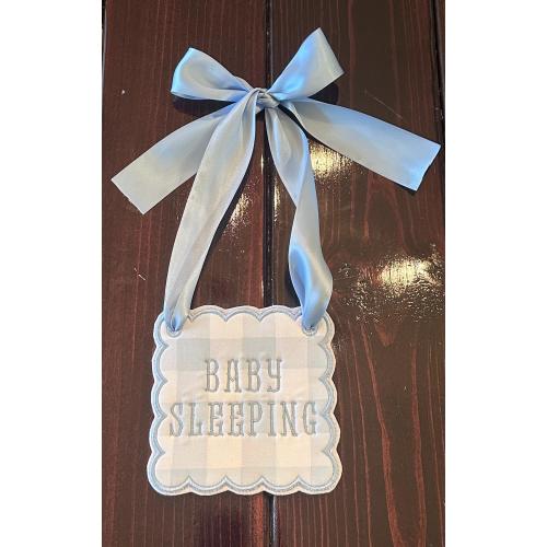 Blue Gingham Baby Sleeping Sign