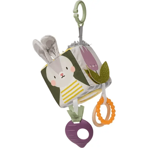 Taf Toys Activity Cube, Newborn & Baby Developmental Activity Toy. Use on Strollers, Bassinets, Crib & Car Seats. with A Mirror, Teether. Curiosity Booster, for Toys for 3-6 Month Old Baby Boy & Girl