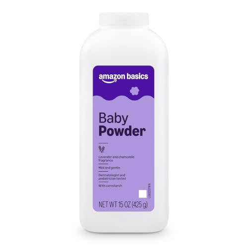 Amazon Basics Lavender and Chamomile Cornstarch Baby Powder, Hypoallergenic, 15 oz, 1 Pack