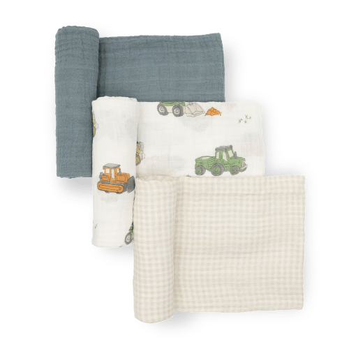 Cotton Muslin Swaddle Blanket 3 Pack - Work Trucks
