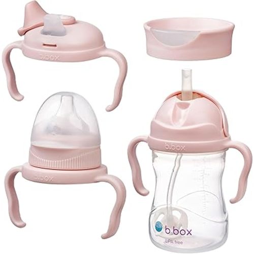 b.Box Bottle to Cup Transition Value Pack, Blush, 240 ml Capacity (Pack of 4)