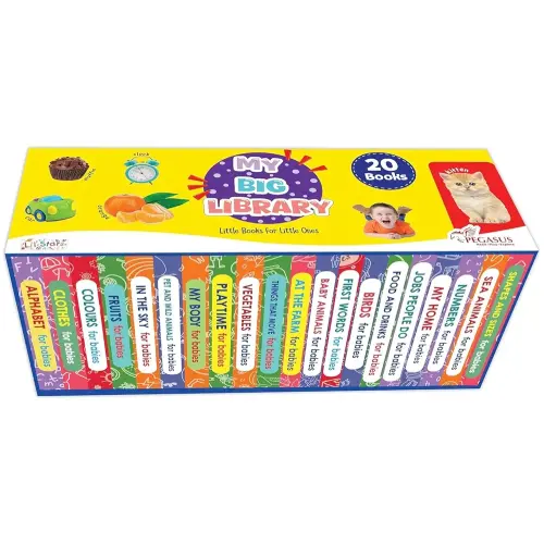 My First Learning Board Books for Babies - Boxset of 20 Board Books for Kids (Alphabet, Fruits, Birds, Vegetables, Pet & Wild Animals, Sizes, Numbers, Clothes)