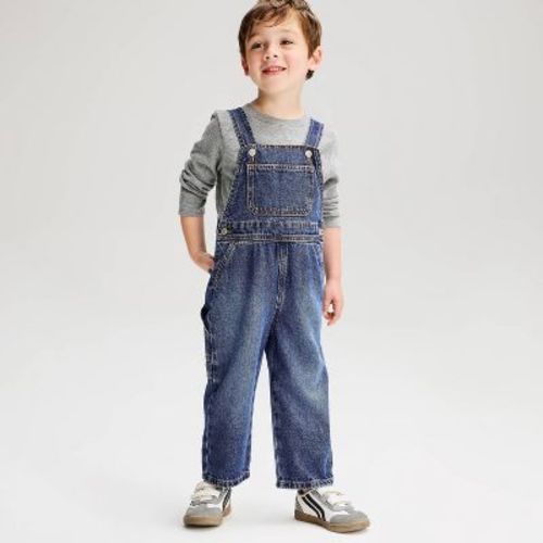 Toddler Boys' Solid Overalls - Cat & Jack™ Dark Wash 12M