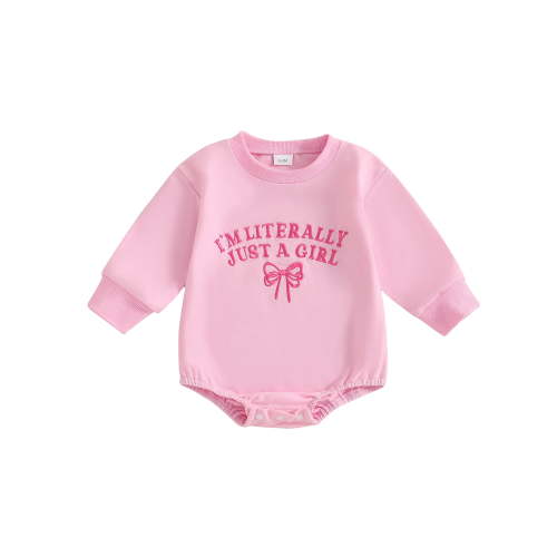Cjfdfy I’m Literally Just A Girl Shirt Newborn Baby Girl Hospital Going Home Outfit Baby Girls Spring Fall Winter Clothes Bubble Rompers Letter Bowknot Long Sleeve Sweatshirts 0 3 6 12 18 Months