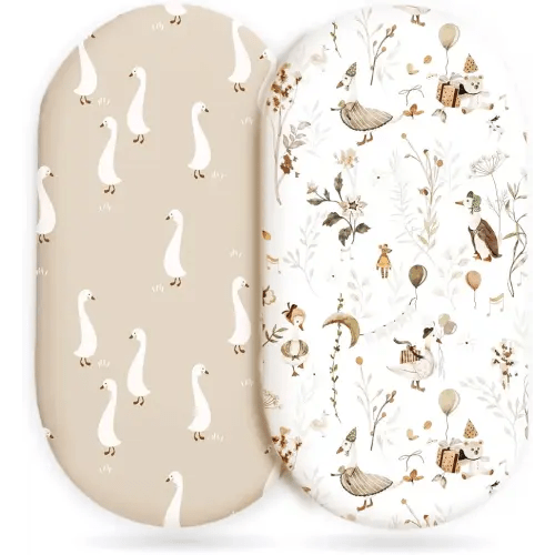 Stretchy Ultra Soft Fitted Bassinet Sheets 2 Pack, Universal Fitted for Baby Cradle Moses Basket Oval Rectangle Mattress Safe and Snug, Stylish Bassinet Sheet for Baby Boy and Girl