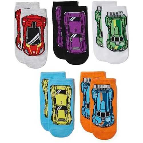 Hot Wheels Boys' Race Car 5 Pack Shorty Socks