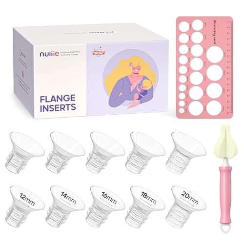 Nuliie 10PCS Flange Inserts 12/14/16/18/20mm for 24mm Flange/Shield of Most Pumps, BPA Free Flange Sizing Kit, Compatible with Momcozy/Elvie/Spectra/Bellababy/TSRETE/Nuliie Breast Pumps