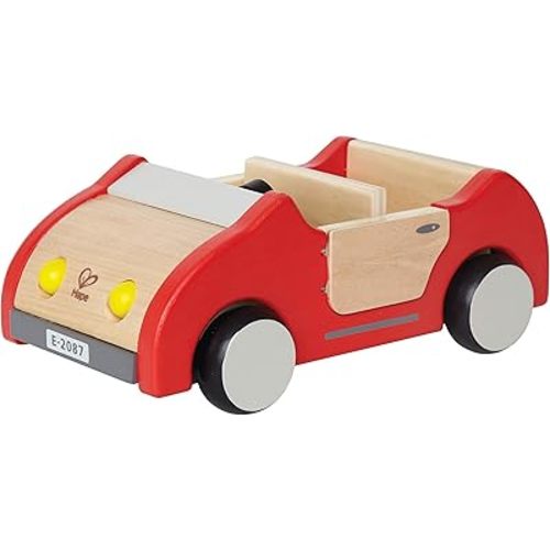 Hape Wooden Doll House Family Car| Toy Vehicle Seats up to 4 Figures for Complete Doll House Furniture Set