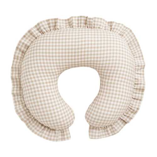 Beige Gingham Ruffle Nursing Pillow Cover Breastfeeding Pillow Cover for Baby Boys and Girls Baby Shower Gift Neutral Baby Pillow U Shape