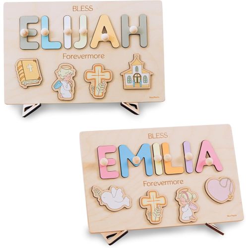 Cute Baptism Name Puzzle Personalized Baby Gift Keepsake Dedication Board Religious Gifts For Toddlers Christening Girl Gift 1st Birthday