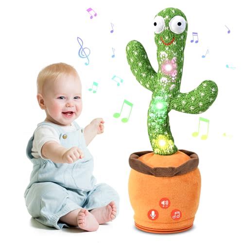 SANJOIN Cactus Baby Toy Talking Dancing Singing Adjustable Volume, Baby Girl for 1 Year Old, Infant Toys for 0-6 6-12 Months Stocking Stuffers