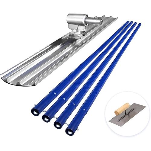 Bull Float Aluminum Magnesium Alloy Concrete Float 48"x8" Round End Board Kit trowel Tool Cement Tools Float Bracket Concrete Tools Finishing With 48" Handle x4 VOYAR