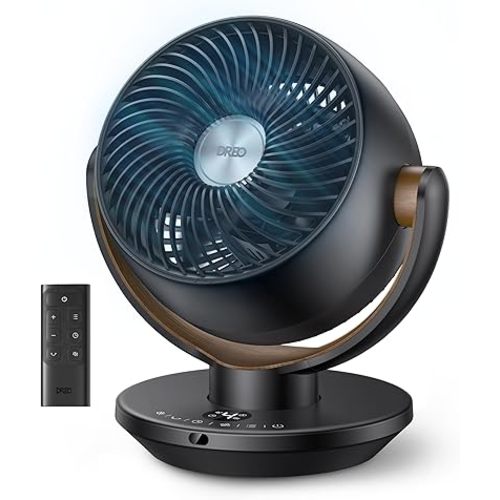 DREO Fan for Bedroom, Desk Air Circulator Fan with Remote, 11 Inch Table Fans for Whole Room, 65ft Powerful Airflow, 120° Vertical Manual +90° Oscillating, 4 Speeds, 8H Timer, 25dB Quiet Fan, Home