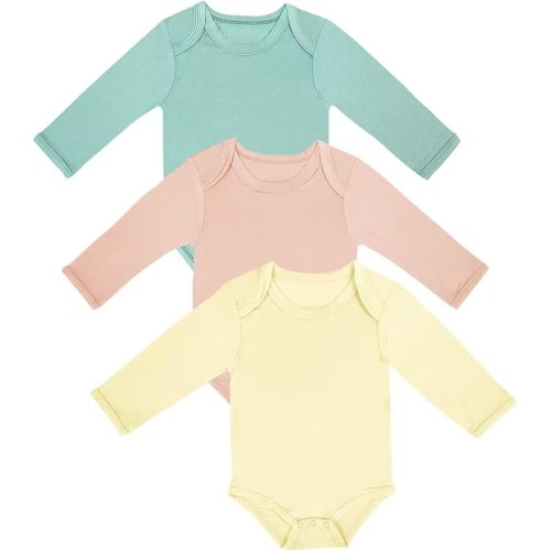 Rayon of Bamboo Baby Bodysuit, Long Sleeve Bodysuits for Boys Girls Infant Soft Clothes 0-24 Months