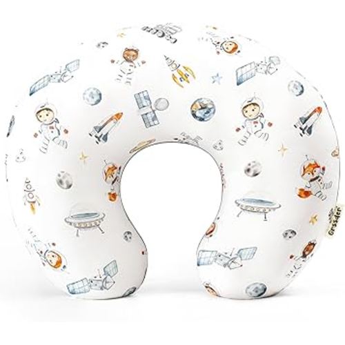 GRSSDER Reversible Nursing Pillow Cover, Ultra Soft Stretchy Minky Removable Nursing Covers Fitted for Breastfeeding Pillows Snug and Safe, Space