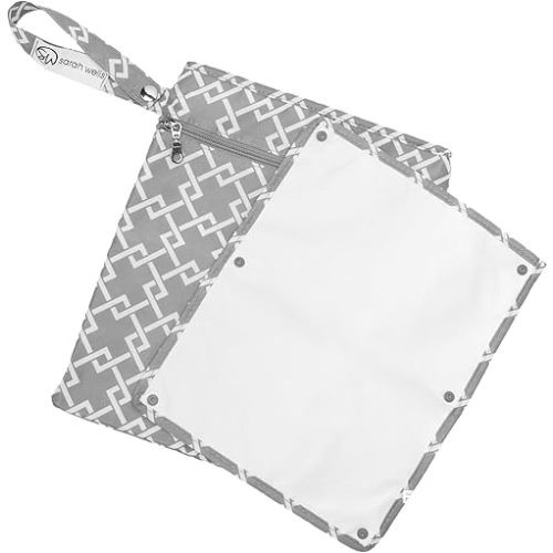 Sarah Wells Pumparoo Wet Dry Bag for Breast Pump Parts – Compact Organizer with Waterproof Pocket, Staging Mat & Fridge Hack – Machine Washable Pumping Accessory (Gray)