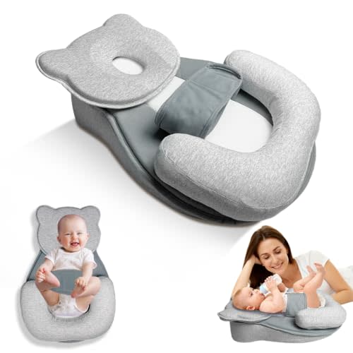 Reflux Pillow for Baby, Baby Lounger Pillow for Infant Support Cushion Reflux Breastfeeding Pillow, Babies Feeding Support Pillow for Reducing Spit-Up with Safety Strap