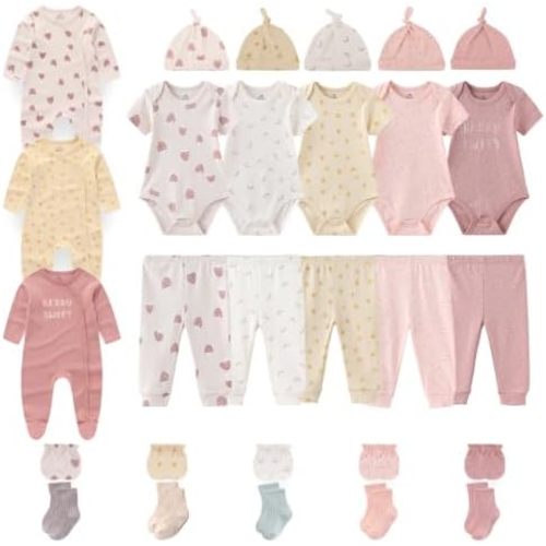 Unisex Baby Clothes 28Pcs Cotton Layette Gift Set and Accessories