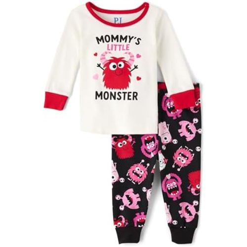 The Children's Place Baby Girls And Toddler Long Sleeve Top and Pants Snug Fit 100% Cotton 2 Piece Pajama Set