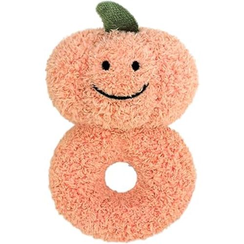 Baby Pumpkin Soft Rattle Toy, Plush Pumpkin Infant Shaker Rattle Easy-Grasp Stuffed Animal Toy, Gifts for Newborns Babies Toddlers Boys Girls, Orange, 6 Inches