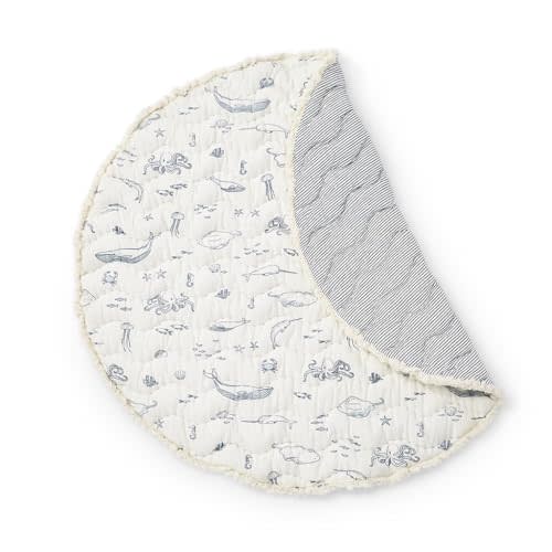 Pehr Baby Play Mat, Life Aquatic | Ultra-Soft Quilted 100% Cotton Exterior with Plush Polyester Fiberfill | 40” Diameter