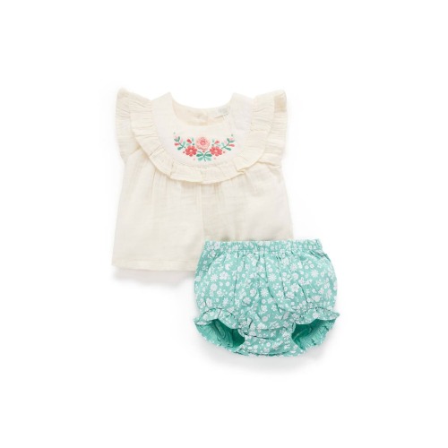 Embroidered Top and Bloomer Set