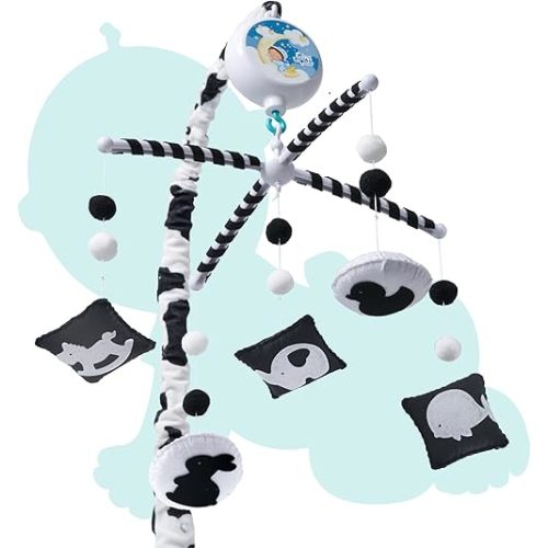 Montessori Mobile Baby for Crib (TINITIGIES) - Black and White Mobile Give Visual Stimulation to Engage Your Newborn - Baby Crib Mobile for Boys & Girls - Baby Mobile for Crib