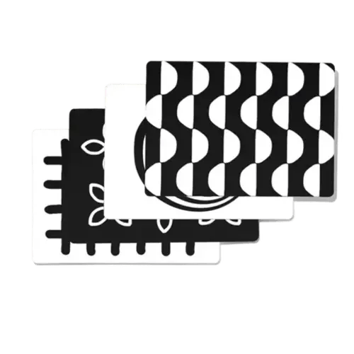 Complex Black and White Card Set
Hold your baby’s attention and help develop their vision with these sets of high-contrast cards.