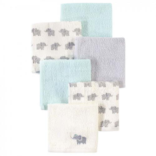 Luvable Friends Baby Boy Super Soft Cotton Washcloths, Elephant With Hat, One Size