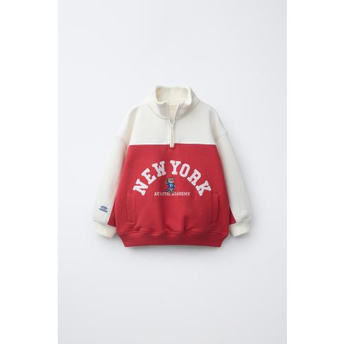 EMBROIDERED SWEATSHIRT - Red | ZARA United States