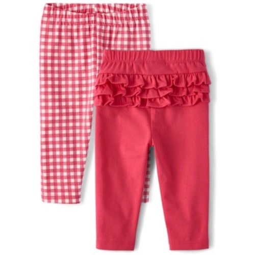 The Children's Place Baby Girls Gingham Ruffle Leggings 2-Pack Pink 0-3 M