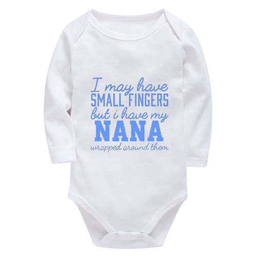 I May Have A Small Finger But I Have Nana Wrapped Around Newborn Clothes Neutral Long Sleeve Boys Newborn Clothes White Boy