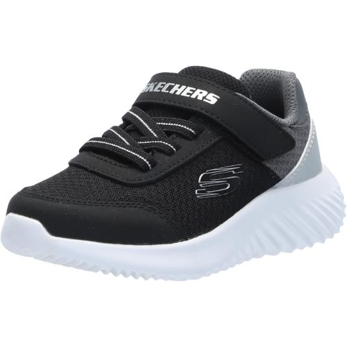 Skechers Kids Bounder Sneaker, Black/Silver, 7 Toddler