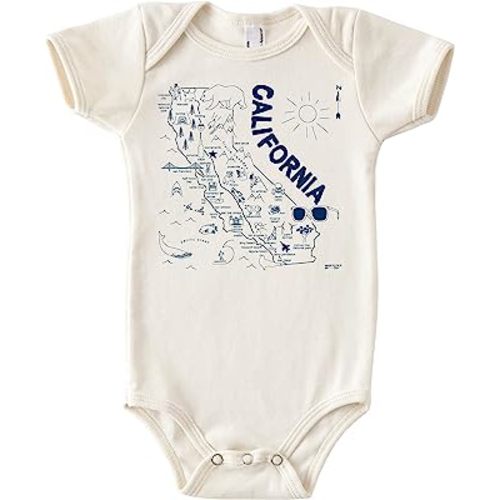 MAPTOTE Map One Piece-Unisex Baby Organic Cotton Short Sleeve Bodysuits-Various Sizes 3-18 Months-City Specific-Made in USA