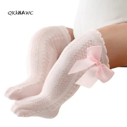 Infant Girls Socks, Cute Bowknot Decoration Knee-Length Knitted - TikTok Shop