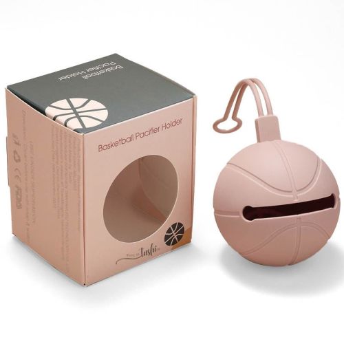 Pacifier Holder Case | Basketball Pacifier Holder | Silicone Pacifier Container | Travel Pacifier Case Holder | Keep Pacifier Clean and Accessible | Food Grade Silicone | Made by Tushi (Baby Pink)