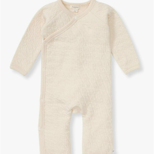 Burt's Bees Baby Long Sleeve Quilted Wrap-Front Jumpsuit, 100% Organic Cotton One-Piece Outfit Coverall