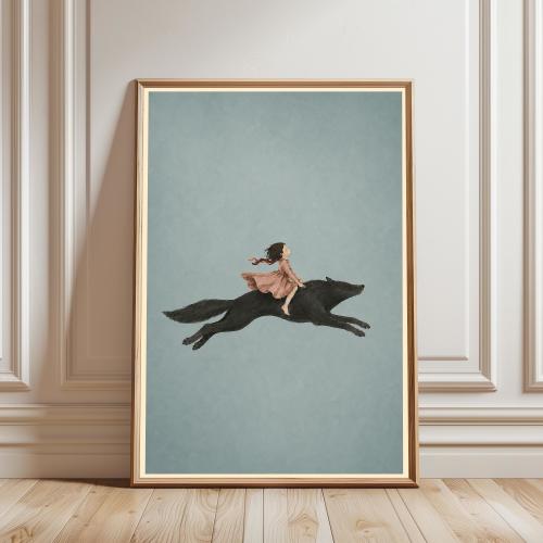 May Our Daughters Be Ungovernable Print, Black Wolf Wall Art, Witchy Room Decor
