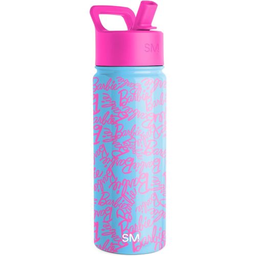Simple Modern Kids Summit Water Bottle with Straw Lid | Mattel Barbie 18oz Stainless Steel Cup Insulated Tumbler for Girls, School | Barbie Cursive