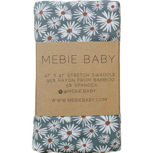 Dark Green Daisy Bamboo Stretch Swaddle
