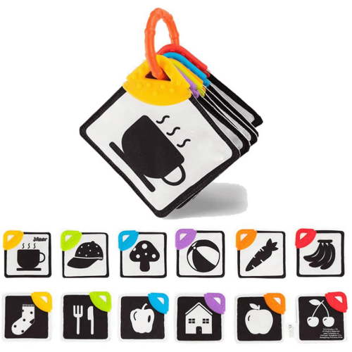 EASTIN High Contrast Baby Flashcards, Black and White Newborn Brain Development Toys, Visual Stimulation Learning Activity Cards for 0-36 Months, 6 PCs 12 Pages 4.3*4.3'' Educational Infants Gift